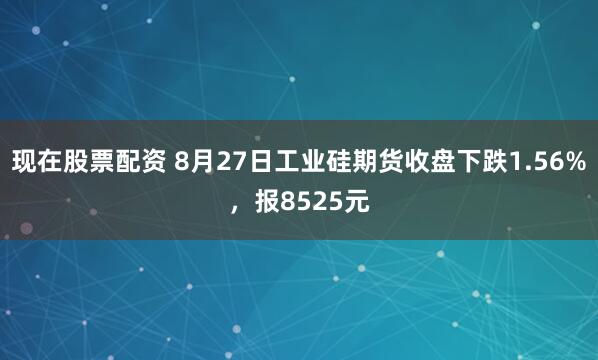 现在股票配资 8月27日工业硅期货收盘下跌1.56%，报8525元